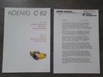 Koenig C 62 Porsche gruppe C persbericht + folder 1991, Ophalen, Zo goed als nieuw, Overige merken