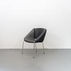 4x Leolux Mobius Stoel Antraciet/Zwart Leer - Chroom, Huis en Inrichting, Ophalen of Verzenden, Zo goed als nieuw, Overige kleuren