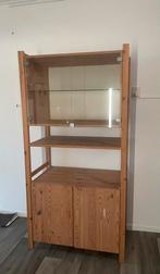 Houten vitrinekast met glasplaten, Ophalen, 50 tot 100 cm, Zo goed als nieuw, 150 tot 200 cm