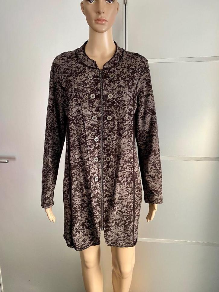 i59 Yest maat 44=L lang katoenen vest jasje grijs/zwart, Kleding | Dames, Truien en Vesten, Zo goed als nieuw, Maat 42/44 (L)