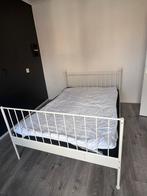 2 persoonsbed met matras en topper, Huis en Inrichting, Slaapkamer | Bedden, Gebruikt, 140 cm, Metaal, Wit