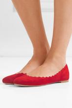 chloe lauren scalloped suede ballerina flats / 38,5, Bruin, Verzenden, Ballerina's, Zo goed als nieuw