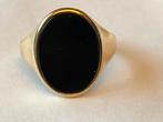 Gouden Herenring Onyx, Sieraden, Tassen en Uiterlijk, Ringen, 18 tot 19, Verzenden, Heer, Zo goed als nieuw