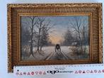 Schilderij, kar in de sneeuw. Euro 60,00, Ophalen