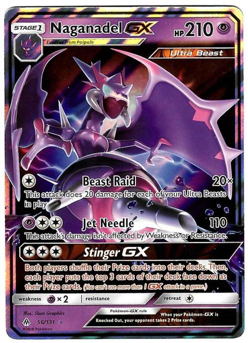Pokemon - Naganadel GX 56/131 Forbidden Lights ENG, Hobby en Vrije tijd, Verzamelkaartspellen | Pokémon, Nieuw, Losse kaart, Foil