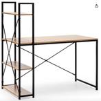 2 nieuwe bureaus eiken/zwart met planken 120x64, Nieuw, Ophalen, Bureau