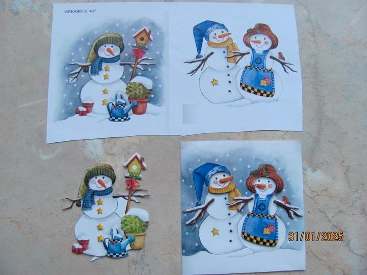 NIEUWSTAAT restant KNIPVEL + figuurtjes SNEEUWPOP Wekabo 487, Hobby en Vrije tijd, Kaarten | Zelf maken, Zo goed als nieuw, Knipvel