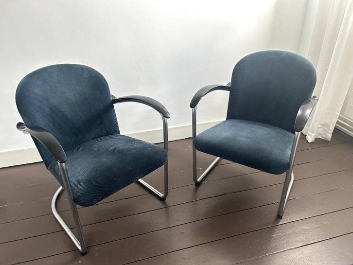 Gispen 414 fauteuil Dutch Originals 2x, Huis en Inrichting, Fauteuils, Gebruikt, Metaal, Stof, 50 tot 75 cm, 75 tot 100 cm, Ophalen
