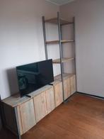 Houten wandkast met metalen frame breed 210, Huis en Inrichting, Zo goed als nieuw, 200 cm of meer, 25 tot 50 cm, Ophalen