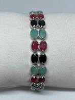 Zilveren armband met natuurlijke smaragd, robijn en saffier, Sieraden, Tassen en Uiterlijk, Armbanden, Info@zilverenedelstenen.com