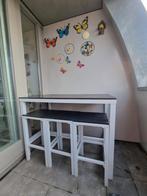 Barset met 3 krukken, Ophalen of Verzenden, Gebruikt, Rechthoekig, Hout