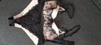 lingerie BH slip set sexy 75B zwart beige, Verzenden, Zwart