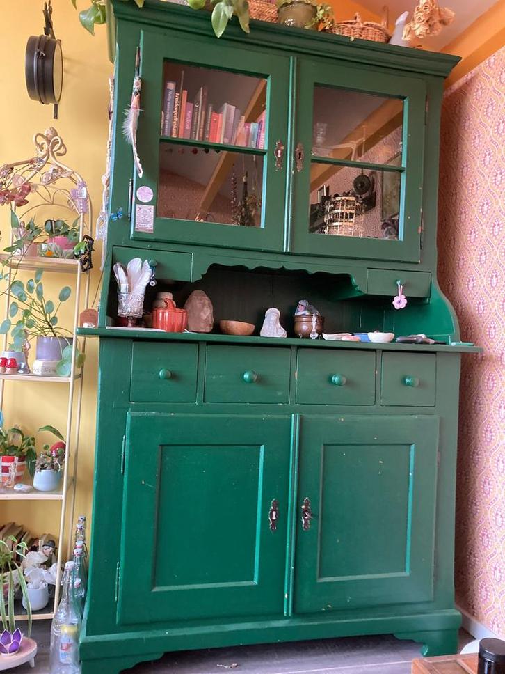 Buffetkast groen geverfd, Huis en Inrichting, Kasten | Buffetkasten, Gebruikt, 200 cm of meer, 100 tot 150 cm, 50 tot 75 cm, Ophalen