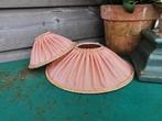 Antieke lampenkapjes zonder klem mooi roze en mosterd Miekje, Ophalen of Verzenden