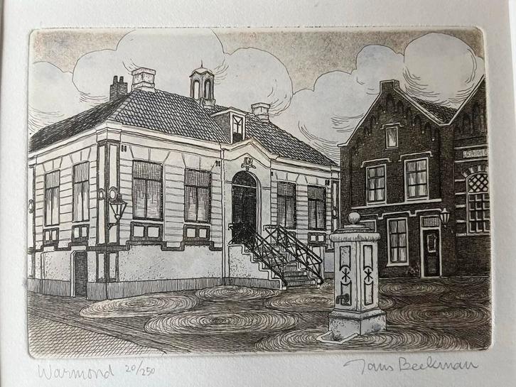Janus Beekman - Originele Ets Warmond, Antiek en Kunst, Kunst | Etsen en Gravures, Ophalen of Verzenden