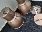 2 bronskleurige hanglampen, Huis en Inrichting, Lampen | Hanglampen, Ophalen, Gebruikt, Industriële stijl, Metaal