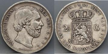 Zilveren rijksdaalder 1851 - 2 1/2 gulden 1851 - Willem 3 beschikbaar voor biedingen