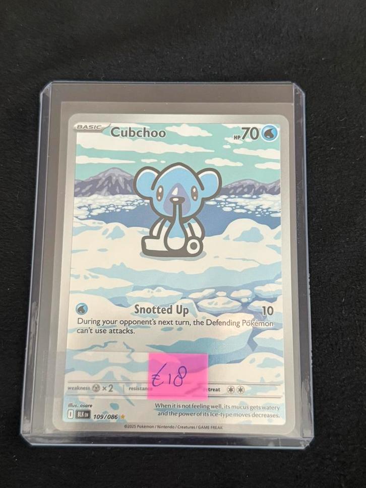 Cubchoo Pokemon kaart BLK 109, Hobby en Vrije tijd, Verzamelkaartspellen | Pokémon, Nieuw, Losse kaart, Foil, Ophalen of Verzenden