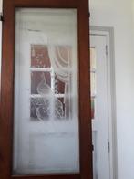 2 antieke grenen deuren met geëtst glas, Gebruikt, Minder dan 80 cm, 215 cm of meer, Binnendeur