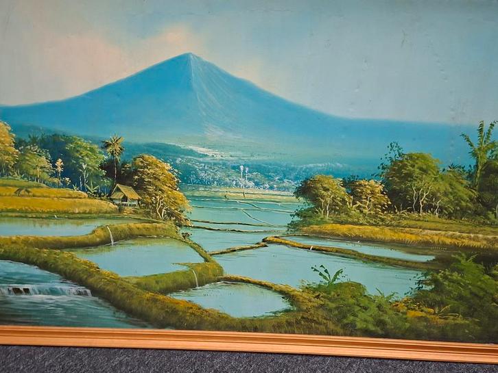 Rijstveldlandschap Schilderij, Antiek en Kunst, Kunst | Schilderijen | Klassiek, Ophalen