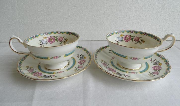 Antiek Grosvenor Bone China kop en schotel Wu Ting 2 stuks, Antiek en Kunst, Antiek | Porselein, Ophalen of Verzenden