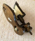 Brocante wandlamp - houten wand lamp antiek messing brons, Ophalen of Verzenden, Metaal, Antiek / klassiek