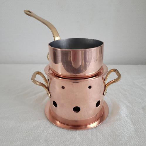 Copper Cook Dikwandige koperen pan + rechaud / brander, Huis en Inrichting, Keuken | Potten en Pannen, Zo goed als nieuw, Overige materialen