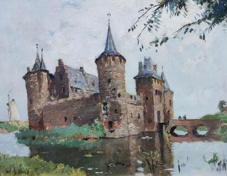 Willem Alexander Knip (1883-1967) - Kasteel Muiderslot, Antiek en Kunst, Kunst | Schilderijen | Klassiek, Ophalen of Verzenden