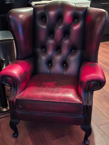 Chesterfield Oorfauteuil Antiek Rood/Bruin beschikbaar voor biedingen
