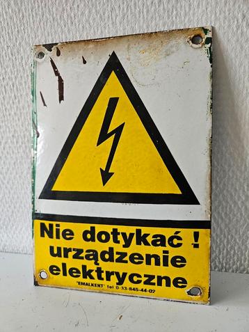 Vintage Emaille Waarschuwingsbord - Niet aanraken! beschikbaar voor biedingen
