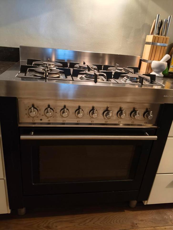 Solitaire 6-pits fornuis, Witgoed en Apparatuur, Fornuizen, Gebruikt, Vrijstaand, Gas, 5 kookzones of meer, 90 tot 95 cm, 60 cm of meer