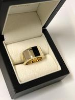 QUINN Zware 14 K Massief Gouden Dames Band Ring Onyx - 22 g, Goud, Goud, Met edelsteen, Ophalen of Verzenden