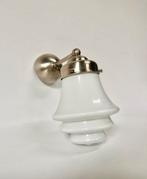 Vintage wandlamp wit melkglas getrapte kap nieuw armatuur, Ophalen of Verzenden, Zo goed als nieuw, Glas, Art deco