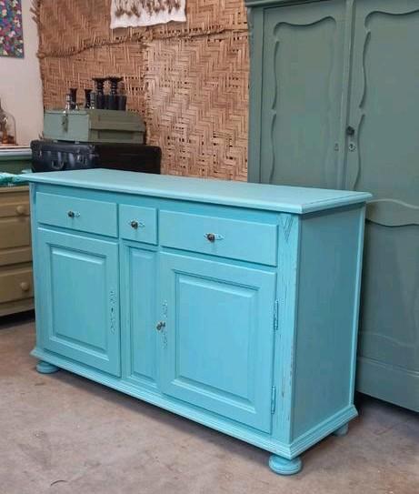 Pastel turquoise dressoir  Vintage, Huis en Inrichting, Kasten | Ladekasten, Zo goed als nieuw, Ophalen