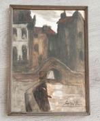 Stadsgezicht Brugge - Bruges la morte - 1930 - gesigneerd, Antiek en Kunst, Ophalen of Verzenden
