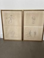 4 antieke prenten, Franz Moor, Ludwig Devrient, King Lear, Ophalen of Verzenden