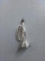 Kerst oude versiering trompet zilverkleurig met versiering, Diversen, Kerst, Ophalen of Verzenden, Gebruikt