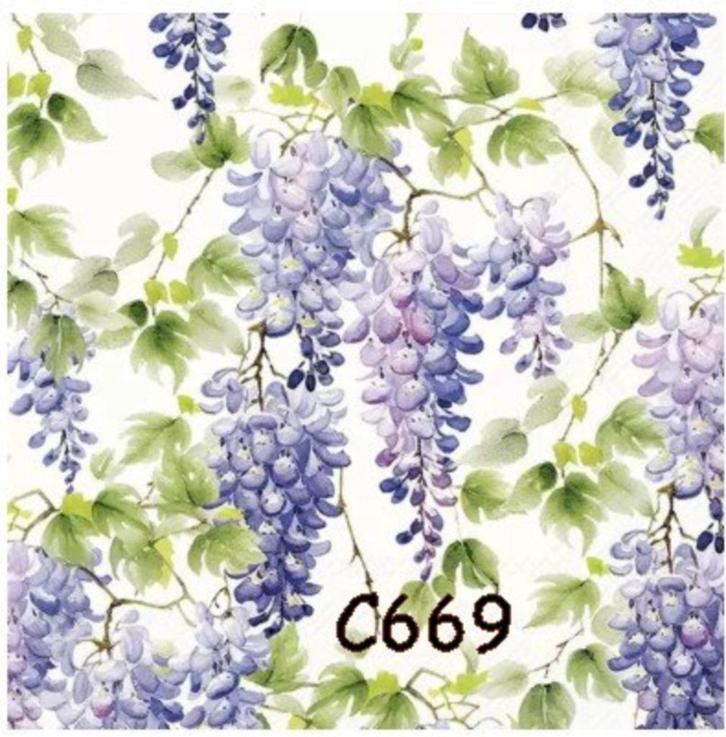 Servetten decoupage/bullet journal * wisteria blauw C669, Hobby en Vrije tijd, Knutselen, Nieuw, Materiaal, Verzenden