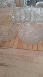 schoteltjes behorende bij roomstel geslepen glas 1910, Ophalen of Verzenden