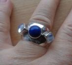 zilveren royale ring met maansteen en lapis lazuli [184], Verzenden, Zo goed als nieuw, 17 tot 18, Dame