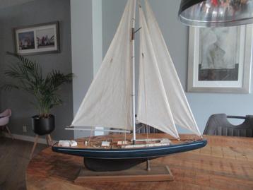 Houten model boot zeilboot Decoratie zeilschip. 65 x 88 cm  beschikbaar voor biedingen