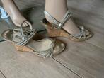 Michael Kors Gouden Sleehak Sandalen - Maat 38, Gedragen, Overige kleuren, Michael Kors, Sandalen of Muiltjes