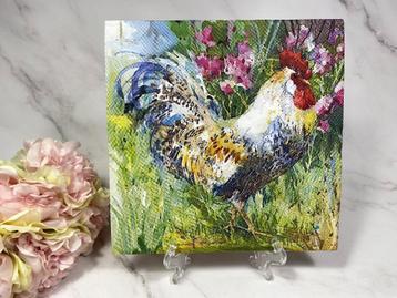 Ambiente knutsel servetten - aquarell haan in tuin - nr 91   beschikbaar voor biedingen