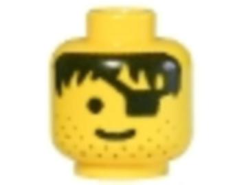 Lego Pirates Gezicht Head Eyepatch, Stubble, Black Hair  beschikbaar voor biedingen