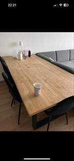 houten Eettafel met Metalen Poten, Huis en Inrichting, Tafels | Eettafels, Ophalen, Gebruikt, 100 tot 150 cm, Eikenhout