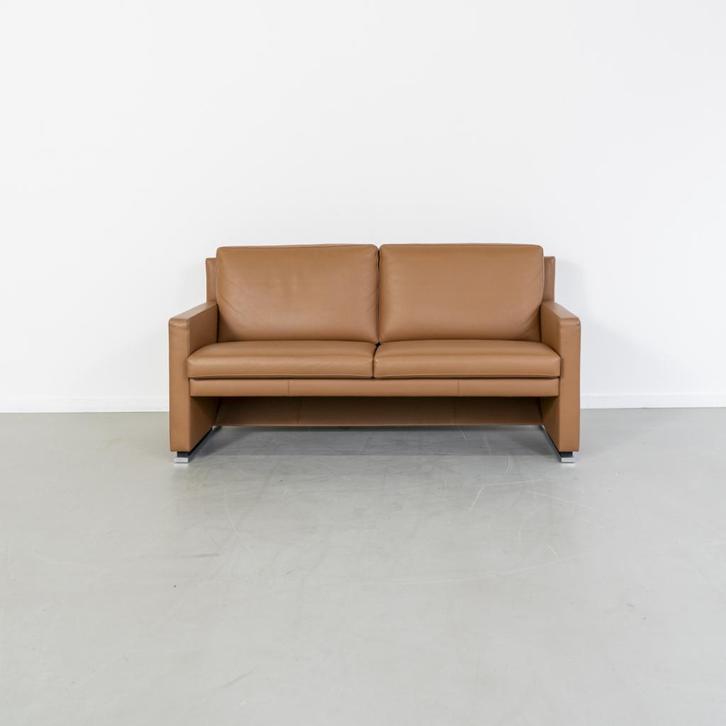 1x Leolux Timandra Bank 2,5-zits/172cm Leder - Cognac, Huis en Inrichting, Banken | Bankstellen, Zo goed als nieuw, Rechte bank