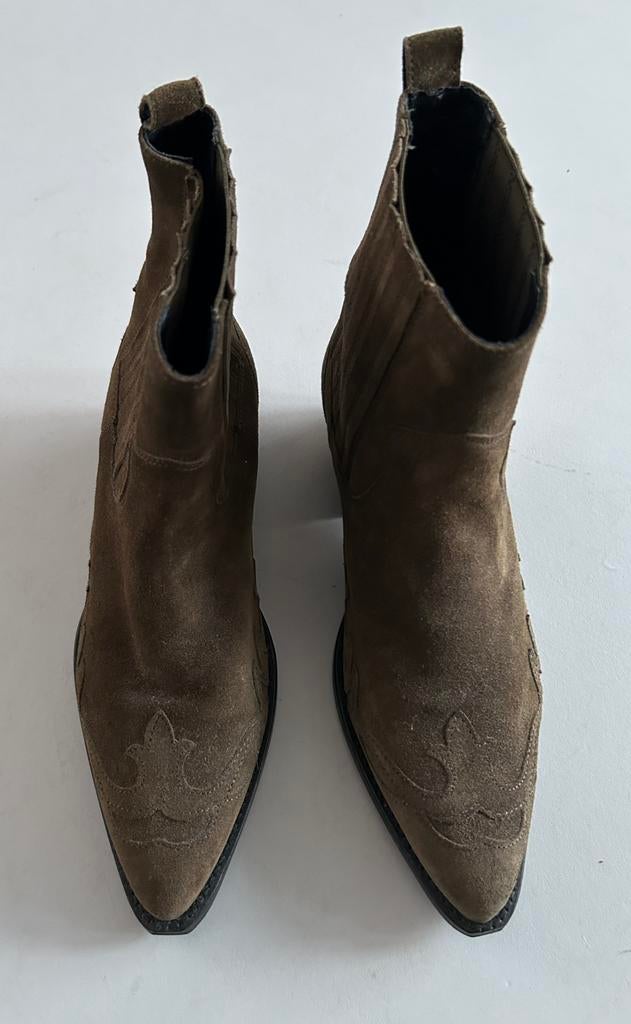 Groen/Bruine Suède Enkellaarzen van Sacha Maat 41, Ophalen of Verzenden, Zo goed als nieuw, Groen