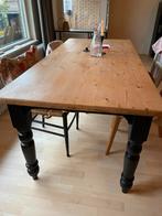 Grenen tafel met zwarte poten, Huis en Inrichting, Tafels | Eettafels, Gebruikt, Vijf personen of meer, 150 tot 200 cm, Grenenhout