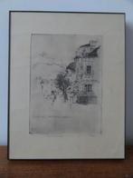 ingelijste ets van Theo Beerendonk, een Parijs stadsgezicht, Verzenden