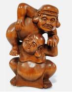Boxwood Netsuke van een stel Sumo worstelaars Japan, Antiek en Kunst, Ophalen of Verzenden